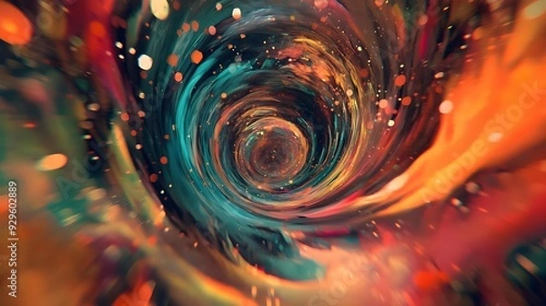 Fototapeta Psychedelic time vortex with distorted imagery