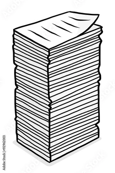 Fototapeta stos papieru / kreskówki wektor i ilustracji, skala szarości, ręcznie rysowane styl, na białym tle.