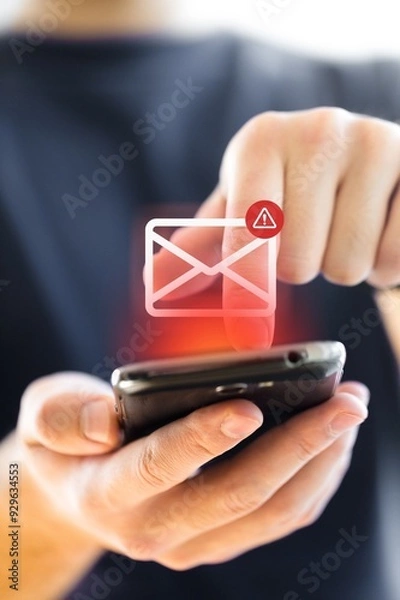 Fototapeta SMS spam fake text message warning alert on phone