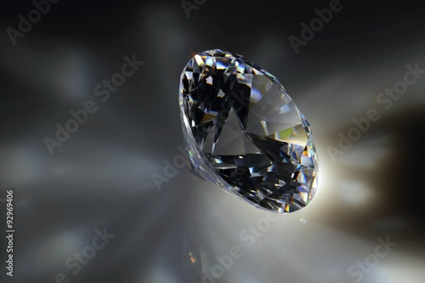 Fototapeta Close-transparent synthetic stone in the shape of a diamond.
