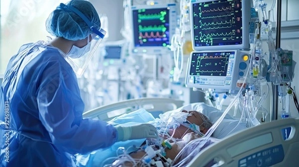 Obraz The patient is being treated in the ICU.