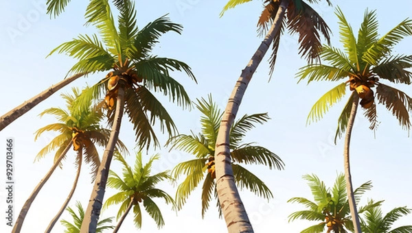 Fototapeta a palm tree with coconuts.