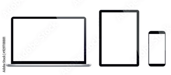 Fototapeta Laptop, tablet and mobile vector illustration eps 10