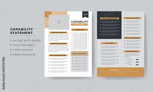 Obraz capability statement design or statement document template for company