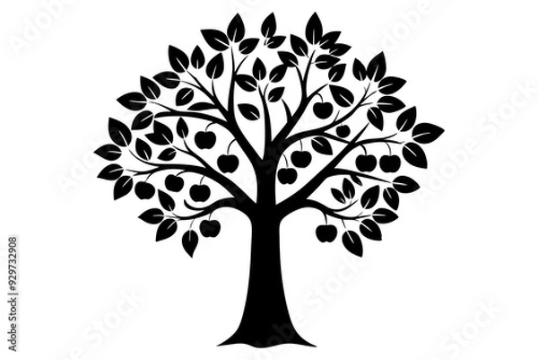 Fototapeta Apple tree vector illustration 