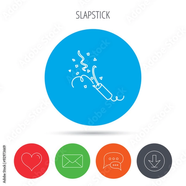 Fototapeta Shooting slapstick icon. Celebration sign.