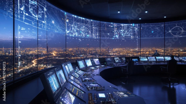 Obraz Air traffic control tower using advanced radar systems