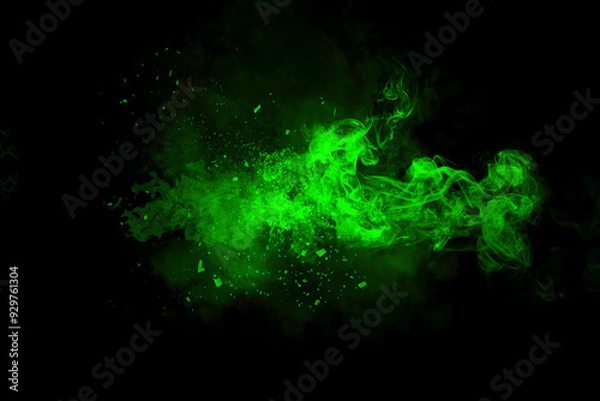 Obraz Green smoke on black background	