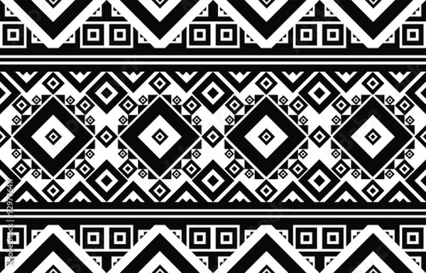 Fototapeta Geometric Ethnic oriental pattern seamless pattern black white fabric ornamental traditional Design for background,carpet,wallpaper,clothing,wrapping,Batik,fabric or silk fabric,Vector illustration