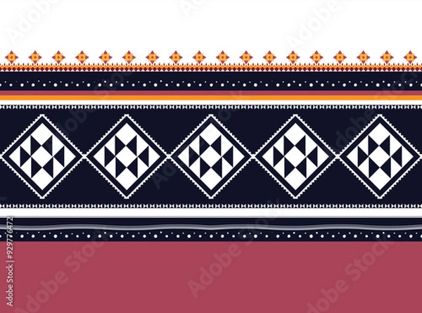 Obraz Geometric ethnic colorful pattern or seamless pattern Design for fabric, background, curtain, carpet, clothing, wrapping, Batik, fabric wallpaper, Vector illustration pattern