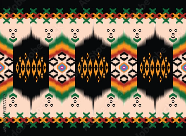 Fototapeta ethnic oriental pattern african fabric ornamental traditional colorfull Design for background,carpet,wallpaper,clothing,wrapping,Batik,fabric or silk fabric,Vector illustration embroidery style.