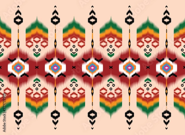 Fototapeta ethnic oriental pattern african fabric ornamental traditional colorfull Design for background,carpet,wallpaper,clothing,wrapping,Batik,fabric or silk fabric,Vector illustration embroidery style.