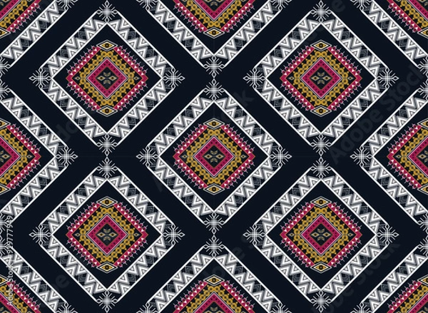 Fototapeta Geometric ethnic pattern or african aztec pattern india carpet Design for fabric, background, curtain, carpet, clothing, wrapping, Batik, fabric wallpaper, Vector illustration pattern