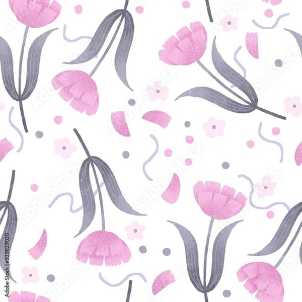 Fototapeta 淡い花のパターン
