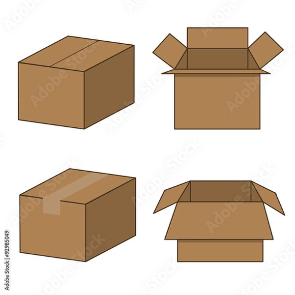 Fototapeta  set of four cardboard boxes in different varieties