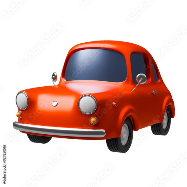 Fototapeta Small cute car isolated. 3d rendering