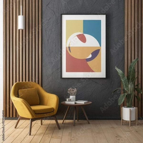 Fototapeta Contemporary neutral colors minimalist interior, home mockup , 3d render