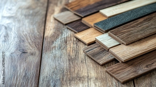 Obraz Choosing laminate flooring samples for new home renovation project