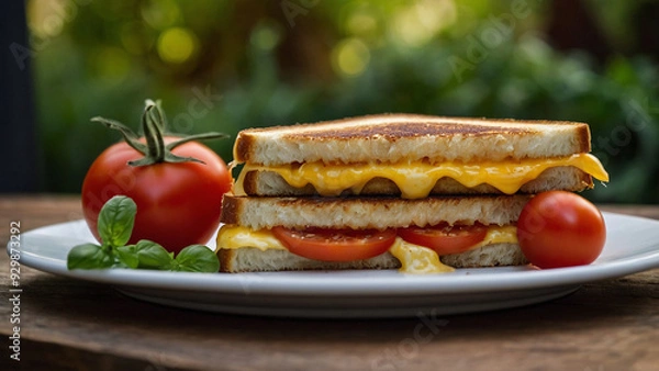 Obraz Grilled Cheese and Tomato Sandwich Perfection