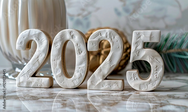 Fototapeta Cardboard number 2025, New Year concept