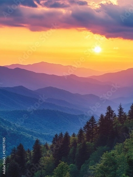 Fototapeta Mountain Sunset