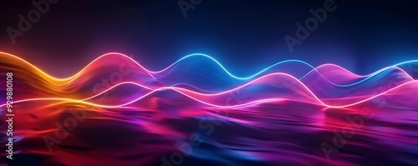 Fototapeta Abstract Neon Waves on a Purple, Red, and Blue Background