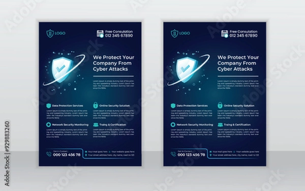 Obraz cyber security flyer design layout template,