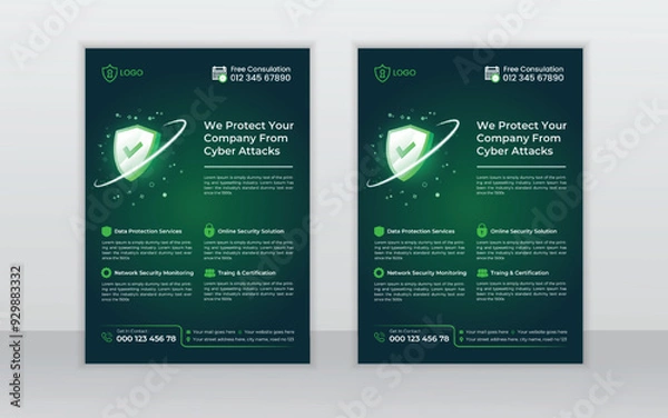 Obraz cyber security flyer design layout template,