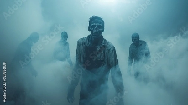 Fototapeta zombies in the fog.
