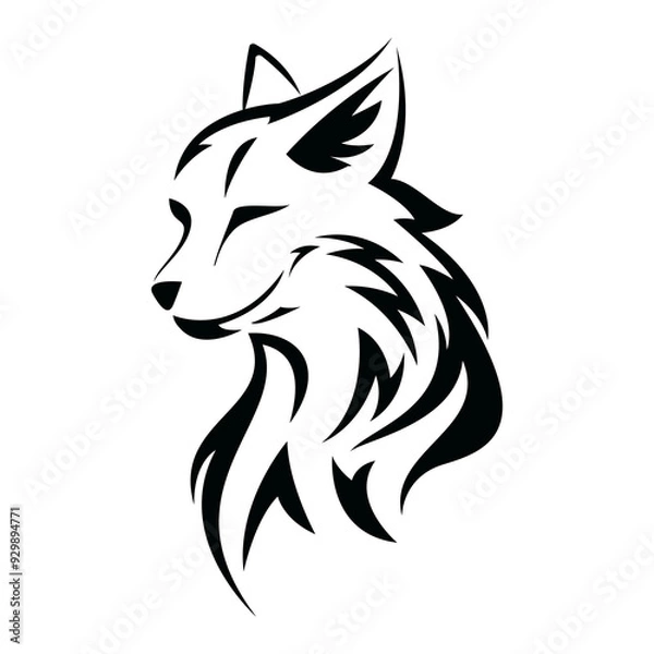Fototapeta Fox silhouette for logo design  isolated on transparent background.