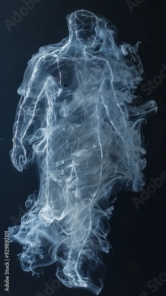 Fototapeta A man made of flowing water steps forward, his transparent and glistening form presenting a mesmerizing scene of fantasy and wonder.