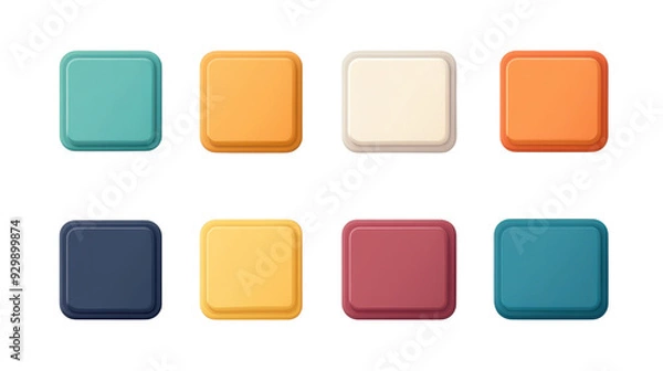 Obraz Collection of colorful square buttons in various shades, ideal for web design and user interface applications.