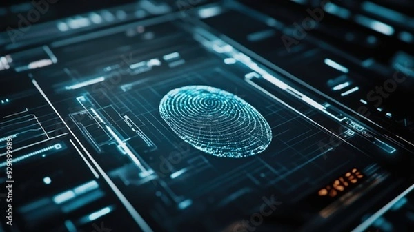 Obraz Digital Fingerprint Scan on Futuristic Interface