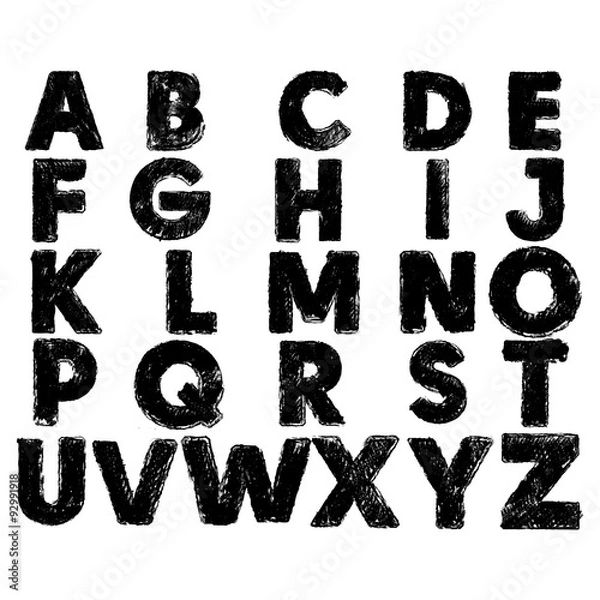 Fototapeta  coal letters sketch