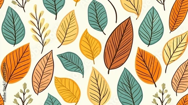 Obraz Colorful Autumn Leaves Seamless Pattern