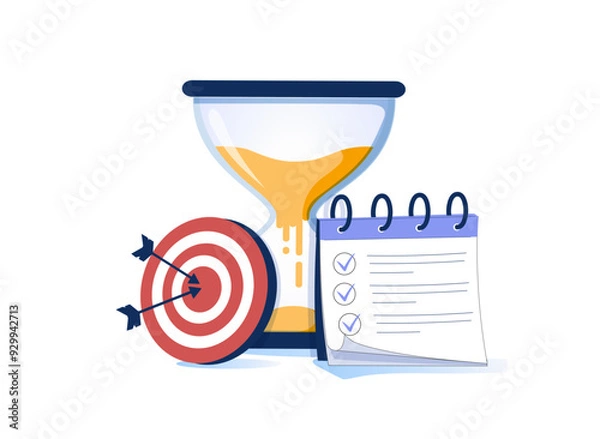 Fototapeta Developing self control system isolated flat vector illustration. Metaphor of target and goal achievement for productive