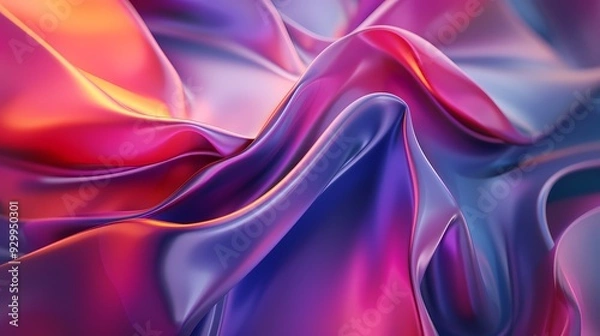 Obraz 3D rendering of flowing, fluid abstract forms with smooth curves and a vibrant color palette