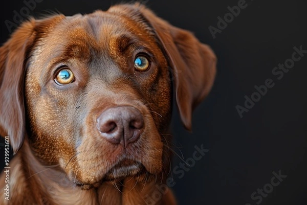 Fototapeta Close-Up of a Brown Labrador Retriever with Expressive Eyes