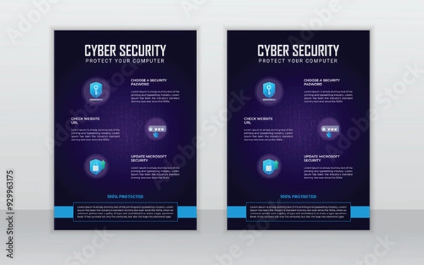 Obraz cyber security flyer design layout template,