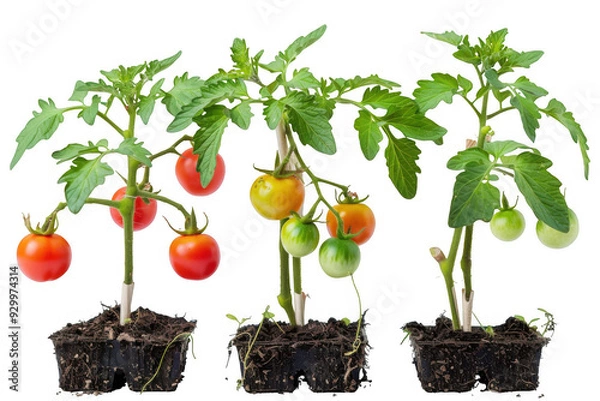 Fototapeta Tomato Plants with Ripe and Unripe Tomatoes