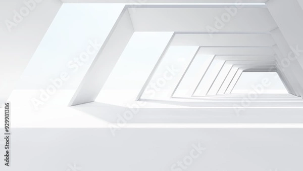 Obraz Abstract architecture background geometric arched building 3d render