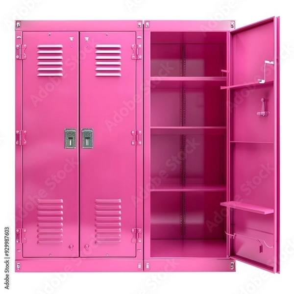 Obraz Pink metal locker open and empty
