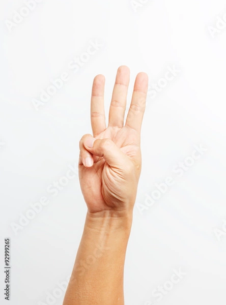 Fototapeta hands counting number three