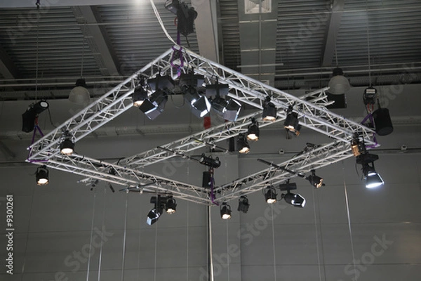 Obraz Projectors on a stage under a ceiling