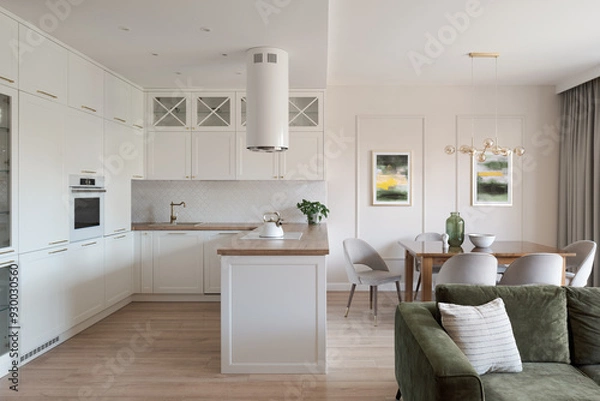 Obraz Elegant apartment interior with open kitchen