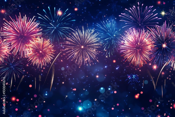 Fototapeta colorful fireworks light on dark background