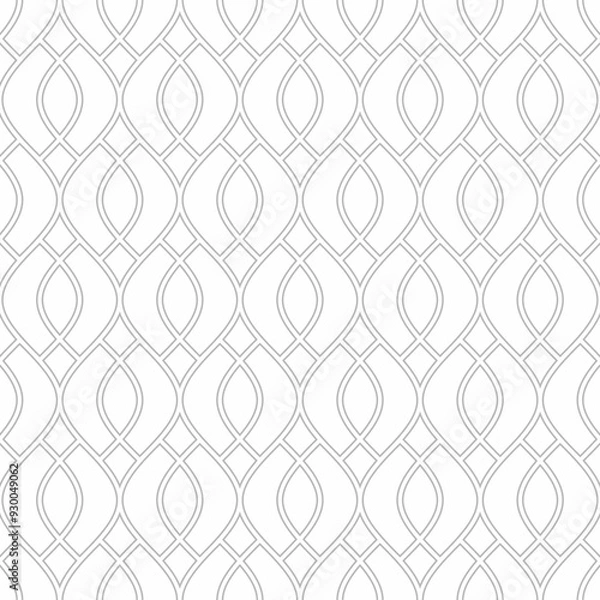 Fototapeta Seamless geometric pattern, consisting of overlapping curve outlines on a white background. Suitable for digital graphics, interior design, textiles, printing, etc.