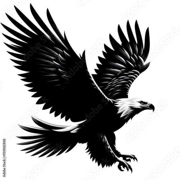 Obraz Realistic Black Silhouette of an Eagle