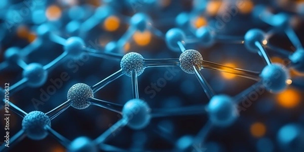 Fototapeta Abstract Molecular Science Background in Blue Tones
