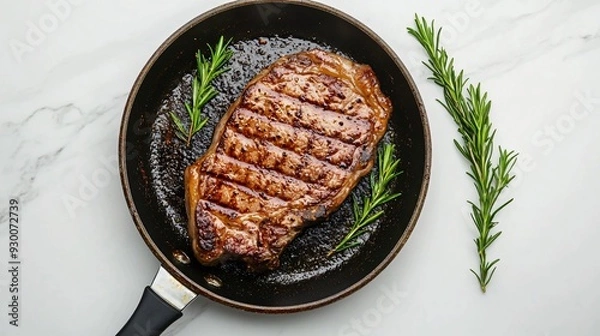 Obraz Delicious Fried Steak on Marble Table